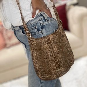 Nine West Brown Snake Print Crossbody Bag